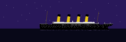 Her ser man Titanic gå ned.